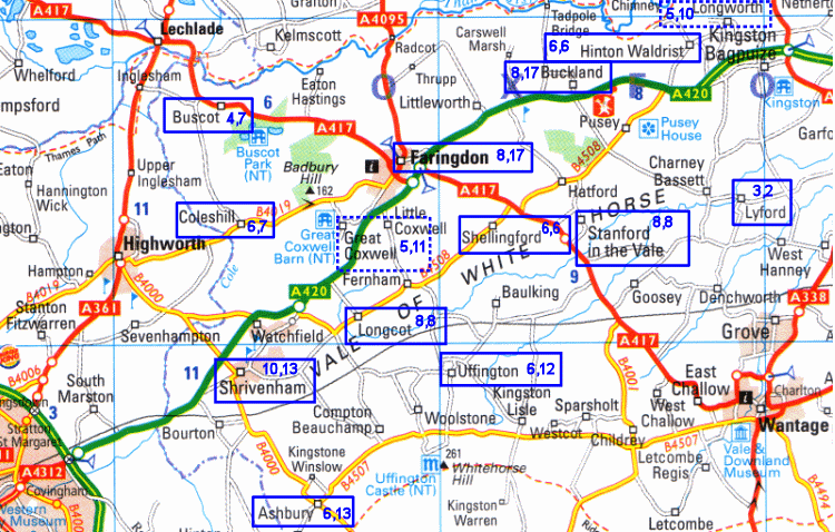 Map showing layout of branch towers